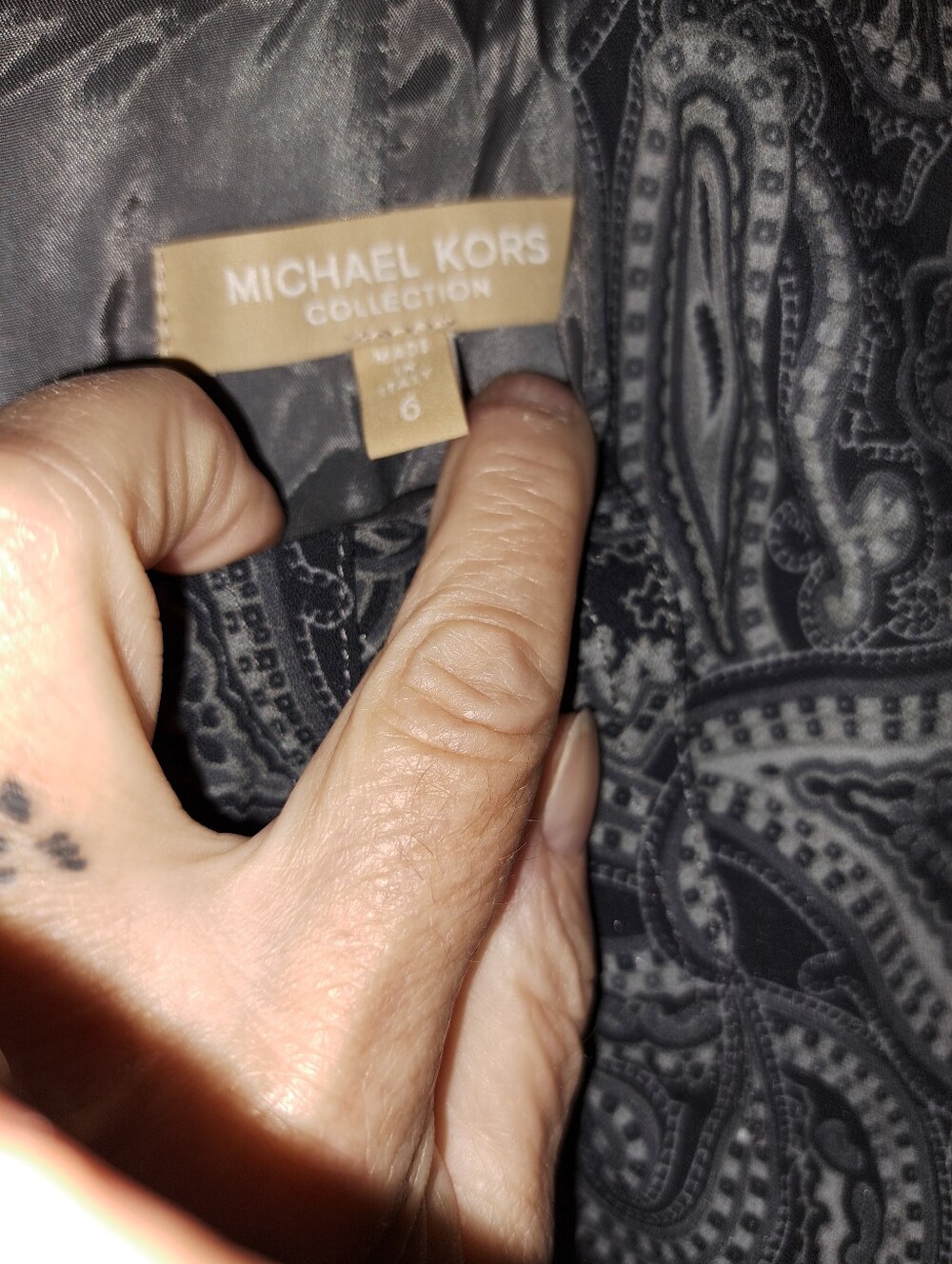 Michael Kors Black and Gray Paisley Sheath Dress - Picture 4 of 6